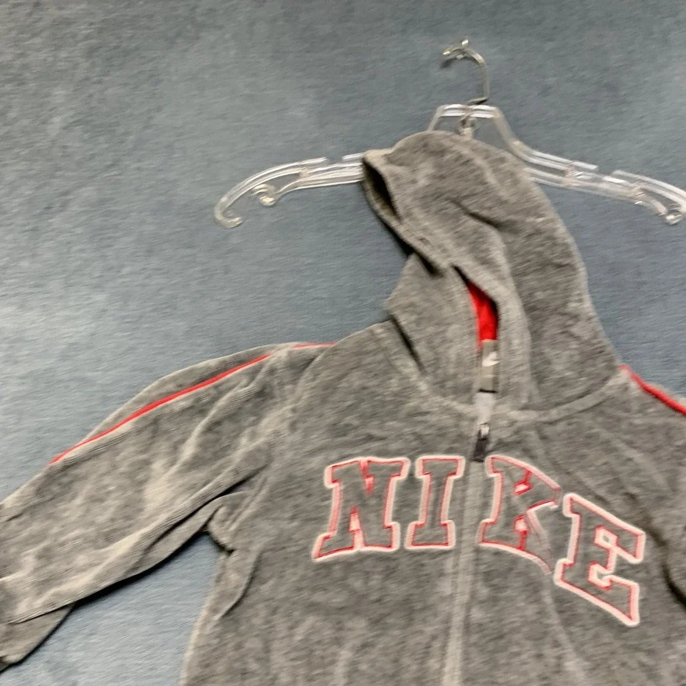 Nike Hoodie Toddlers 4T Gray Spellout Logo Kangaroo Pockets Full Zip Long Sleeve